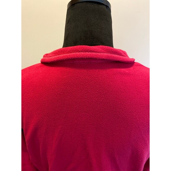 Lands’ End Fleece Jacket Top Sz Medium 10-12 Red 1/4 Zip Casual  Therma Check - Picture 6 of 10